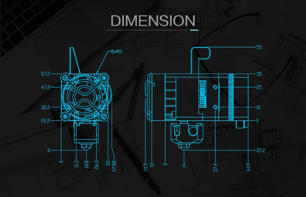 BIQU H2 Dual Gear Extruder - SoluNOiD.dk